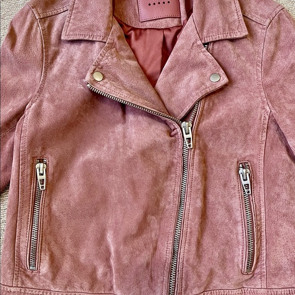BlankNYC Pink Suede Moto Jacket In Coral Cedar Size M - Picture 6 of 14
